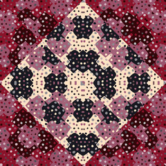 Creative labyrinth mosaic seamless pattern. Geometric maze wallpaper. Plus sign background.