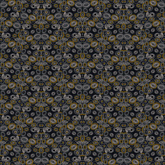 Hand drawn circle shapes seamless pattern. Decorative kaleidoscope mosaic ornament.