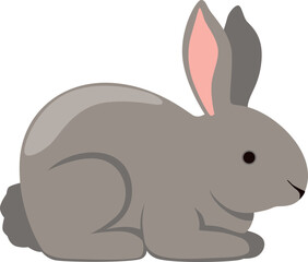 Gray rabbit icon. Cute bunny. Fluffy animal
