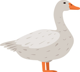 White goose icon. Cute farm bird. Funny animal
