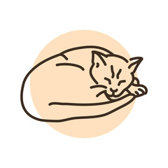 Sleeping cat color line icon. Pictogram for web page