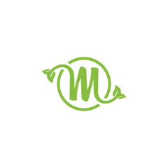 Letter m leaf logo design vector. initial letter m with leaf