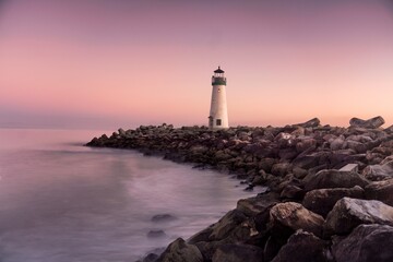 lighthouse at dusk