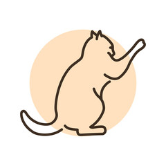 Evil cat fights color line icon. Pictogram for web page