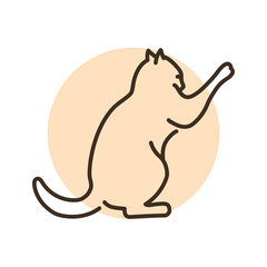 Evil cat fights color line icon. Pictogram for web page