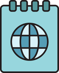 notepad and globe icon