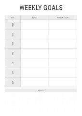 Black and White Weekly Goals 