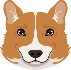 Corgi face icon. Cute cartoon dog head