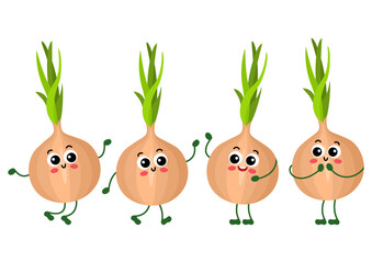 Set of funny onion in different positions