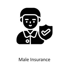 Male Insurance Solid Vector Icon Design illustration on White background. EPS 10 File