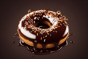 Doughnuts with chocolate dipped sprays and nuts. For cafe menu images and posters.