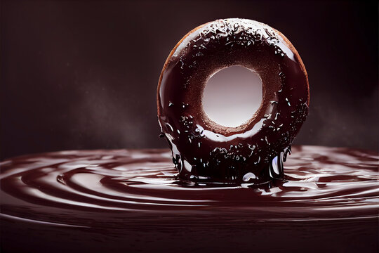 Doughnuts with chocolate dipped sprays and nuts. For cafe menu images and posters.