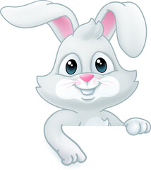 Easter Bunny Rabbit Cartoon Sign