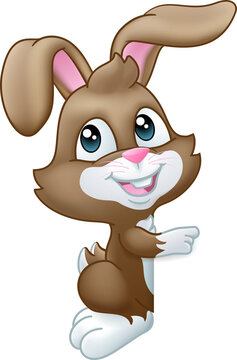 recommend clip art: Easter Bunny Rabbit Peeking Pointing Sign Cartoon