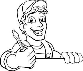 Electrician Cartoon Handyman Plumber Mechanic