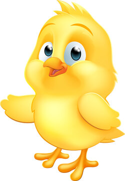 Baby Chicken Chick Easter Bird Cartoon Pointing