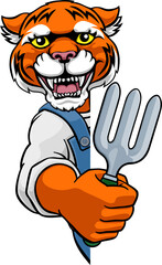 Tiger Gardener Gardening Animal Mascot