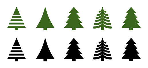 Christmas trees icons vector set  set on white background. Flat style vector illustration set. eps10