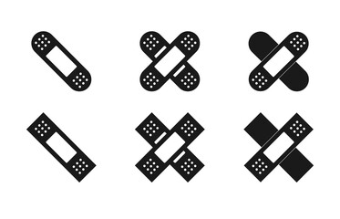 Plaster vector icons. Medical plaster strip bandage. Vector on white background, eps 10.