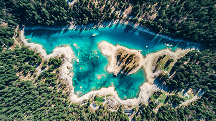 Crestasee Luftaufnahme in Flims