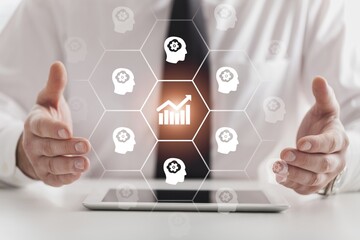 Business man and digital technologies illustrations