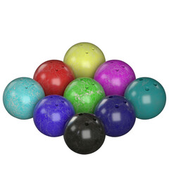 3d rendering illustration of bowling balls