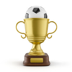 Trophy with ball in 3d render realistic