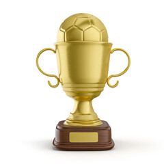 Trophy with ball in 3d render realistic