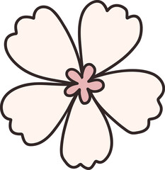 Retro groovy flower clipart, abstract floral contour