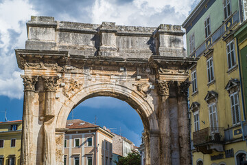 Obraz premium Roman monuments in the center of the old town of Pula. Croatia