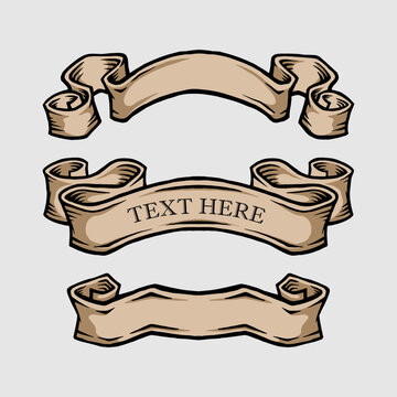 Ribbon tex set vintage tattoo vector illustrations for logo, mascot, merchandise, t-shirt, stickers and label designs.