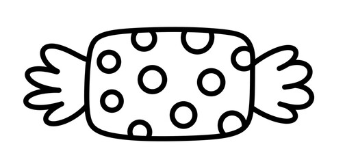 Candy in wrapping christmas line icon.