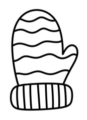 Christmas mitten line icon.