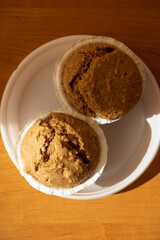 Delicious homemade vegan muffins close-up.