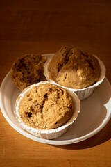 Delicious homemade vegan muffins close-up.