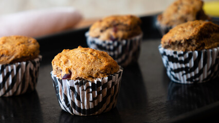 Delicious homemade vegan muffins close-up.