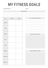 Black and White My Fitness Goals Template Design
