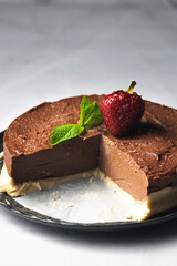 Chocolate cheesecake without baking. Raw dessert.