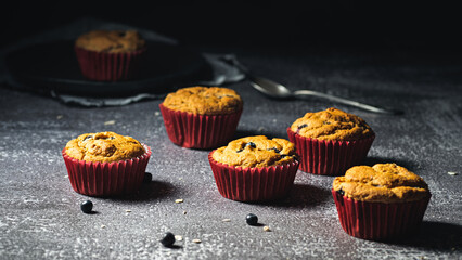 Delicious homemade vegan muffins close-up.