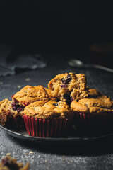 Delicious homemade vegan muffins close-up.