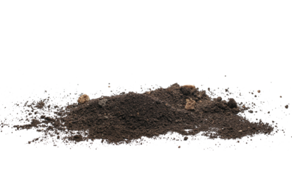 Soil, dirt pile isolated on white, side view  