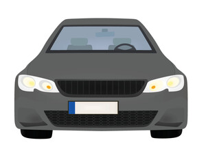 Grey  car. front view. vector illustration