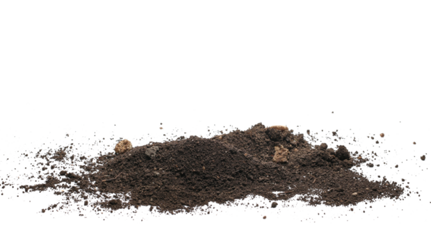 Soil, dirt pile isolated on white, side view  