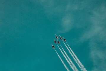 aircraft in the sky smoke blue sky world jet plane