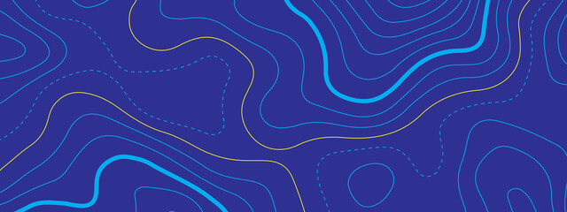 The stylized colorful wavy abstract topographic map contour, lines Pattern background. Topographic map and landscape terrain texture grid. Wavy banner and color geometric form. Vector illustration.