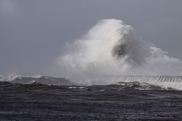 Big stormy sea wave splash