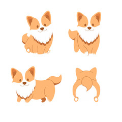 Set of corgi dog pose vector design