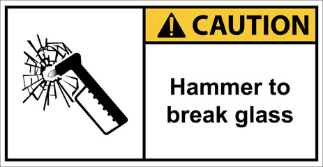 Warning for glass smashing storage areas.,Sign caution