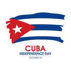 Cuba Independence Day vector. Abstract grunge Cuban Flag icon vector isolated on a white background. Paintbrush Flag of Cuba design element. October 10. Important day