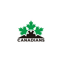 canadian green leaf mountain logo vector